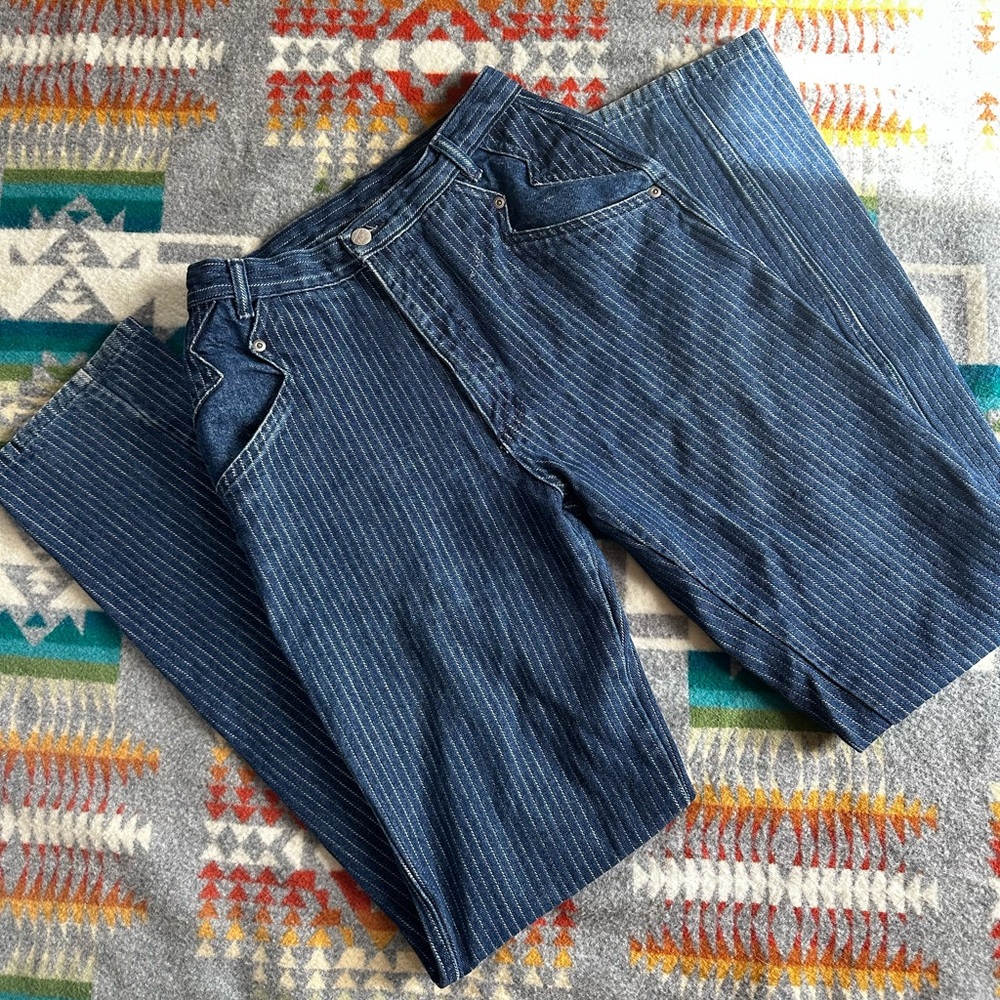Vintage Western Roper Blue Striped Jeans